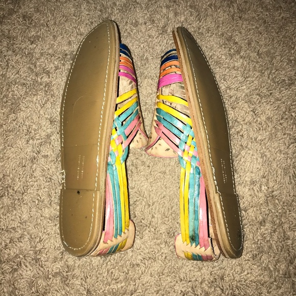 Artisan Mexican colorful woven leather huarache sandals - Picture 4 of 5